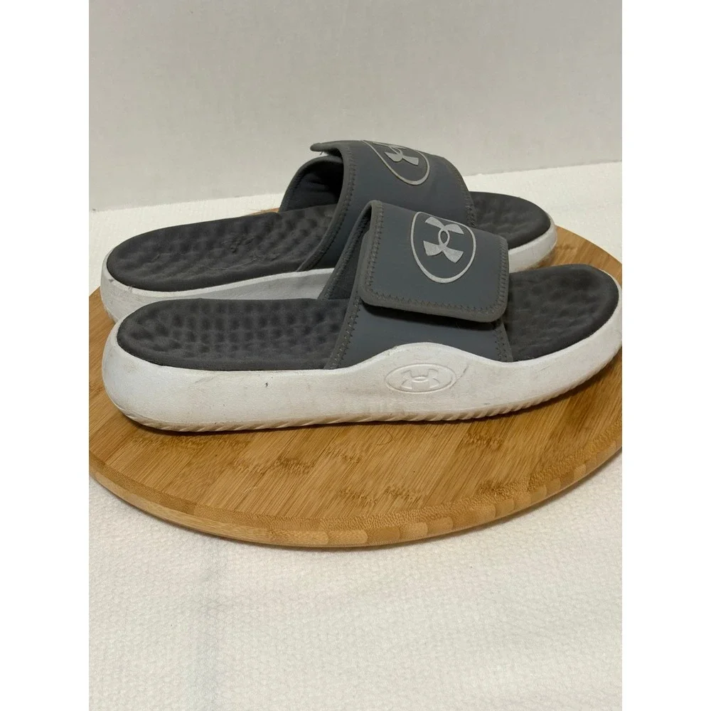 Under Armour Ignite VI Men Gray White Athletic Slide Sandals 3000337-024 Size 12